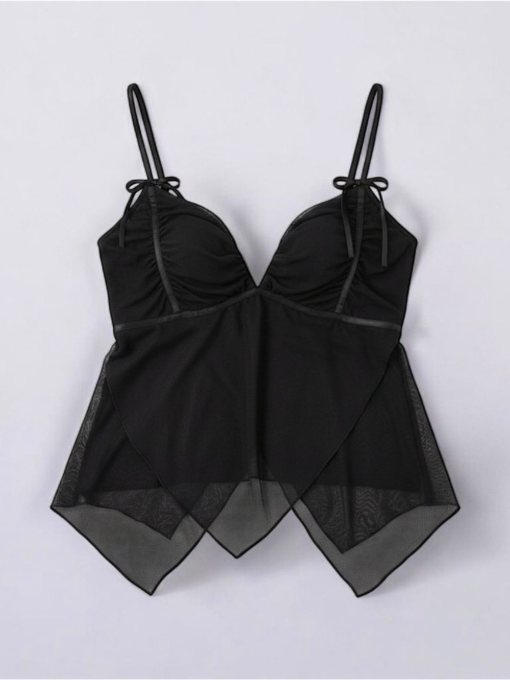 Tiger Mist Shaye Black Sheer Mesh Spaghetti Strap Top Medium